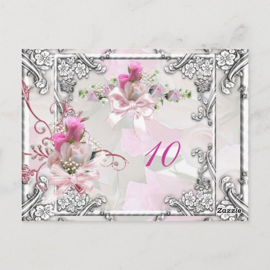 Tafelnummer Kaart Elegant Wedding Pink Rose (Achterkant)