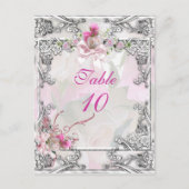 Tafelnummer Kaart Elegant Wedding Pink Rose (Voorkant)