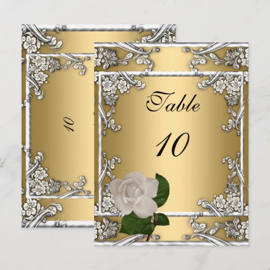 Tafelnummer Kaart Elegante bruiloft Gold Cream Roo (Voorkant / Achterkant)