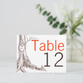 Tafelnummer Kaart Herfst Tree Initiaal Carvings Au (Staand voorkant)