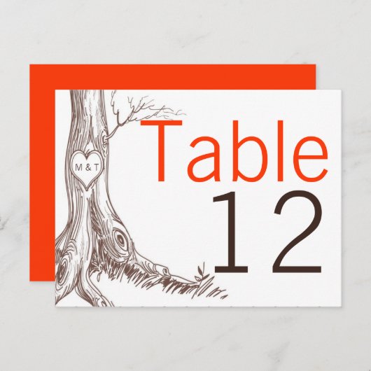 Tafelnummer Kaart Herfst Tree Initiaal Carvings Au (Voorkant / Achterkant)