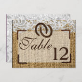 Tafelnummer Kaart Hoefijzers op Burlap Lace Count (Voorkant / Achterkant)