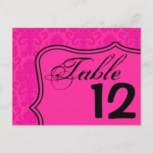Tafelnummer Kaart Hot Pink Black Damask Lace Print