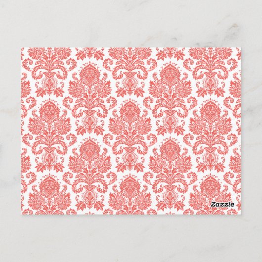 Tafelnummer Kaart Koraal Wit Damast Kant Print (Achterkant)