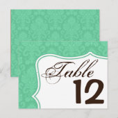 Tafelnummer Kaart Mint White Damask Lace Print (Voorkant / Achterkant)