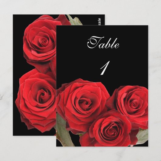 Tafelnummer Kaart Red Rose Black (Voorkant / Achterkant)