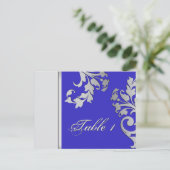 Tafelnummer Kaart - Royal Blue & Silver (Staand voorkant)