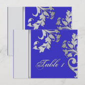 Tafelnummer Kaart - Royal Blue & Silver (Voorkant / Achterkant)