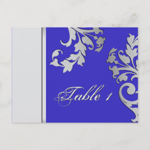 Tafelnummer Kaart - Royal Blue & Silver