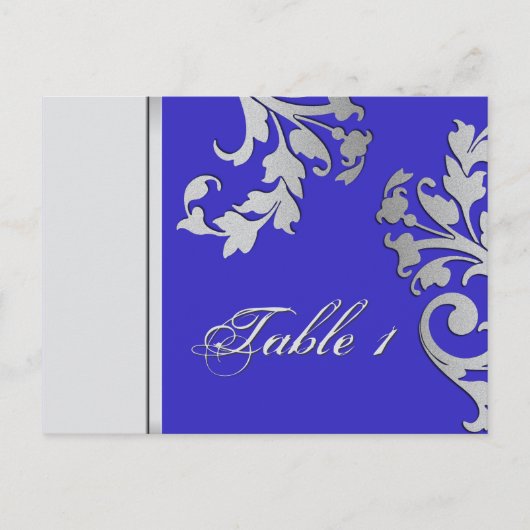 Tafelnummer Kaart - Royal Blue & Silver (Voorkant)