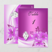 Tafelnummer Kaart Roze Bloemen Diamond Jewel (Voorkant / Achterkant)