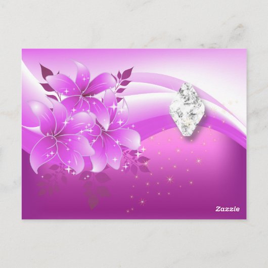 Tafelnummer Kaart Roze Bloemen Diamond Jewel (Achterkant)