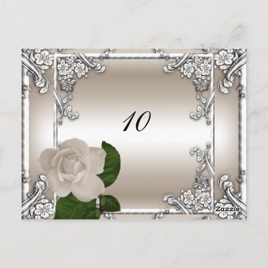 Tafelnummer Kaart Wedding Silver Cream Roos (Achterkant)