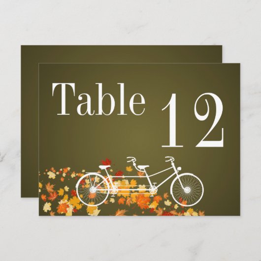 Tafelnummer Kaart Whimsical Brown Herfst Double Bi (Voorkant / Achterkant)