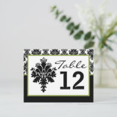 Tafelnummer Kaart Zwart Groen Damast Kant Print (Staand voorkant)