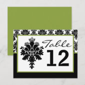 Tafelnummer Kaart Zwart Groen Damast Kant Print (Voorkant / Achterkant)
