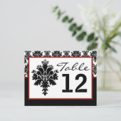 Tafelnummer Kaart Zwart Rood Damast Kant Print (Staand voorkant)