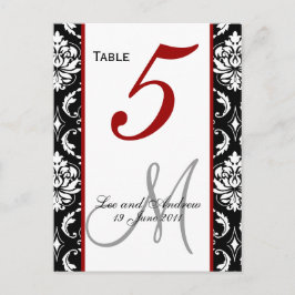 Tafelnummer Kaarten Damask Red