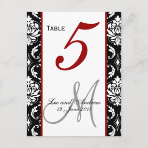 Tafelnummer Kaarten Damask Red