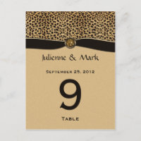 Tafelnummer Kaarten Luipaard Print FAUX Ribbon Jew