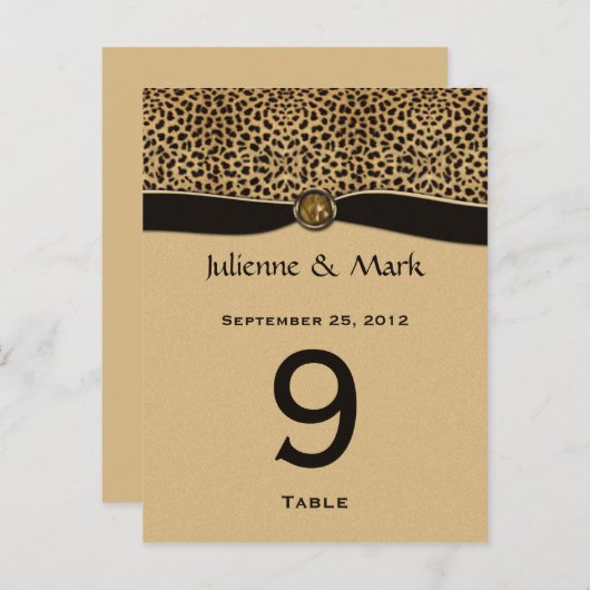 Tafelnummer Kaarten Luipaard Print FAUX Ribbon Jew (Voorkant / Achterkant)
