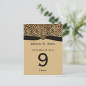 Tafelnummer Kaarten Luipaard Print FAUX Ribbon Jew (Staand voorkant)