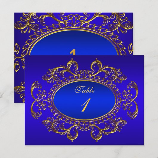 Tafelnummer Kaarten Royal Blue Gold (Voorkant / Achterkant)