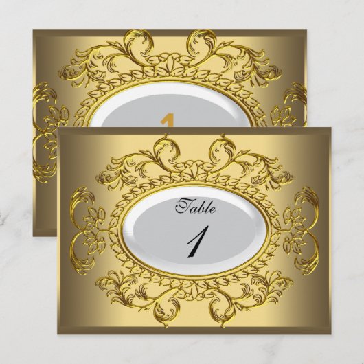 Tafelnummer Kaarten Royal White Gold (Voorkant / Achterkant)