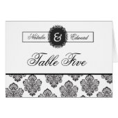 Tafelnummer Kaarten Zwart & Wit Damask (Voorkant Horizontaal)