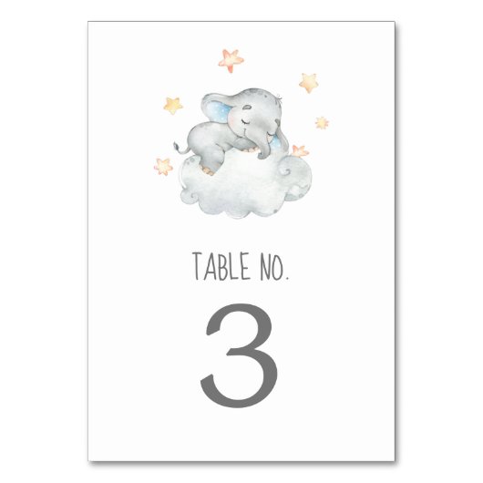 Tafelnummer kleine olifantenjongen Baby shower (Voorkant)