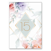 tafelnummer | Koraal Lila Aquarelle Peonies (Voorkant)