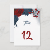 Tafelnummer legante marine & red bloemen (Voorkant)