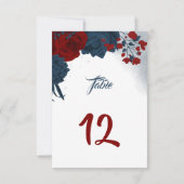 Tafelnummer legante marine & red bloemen (Achterkant)