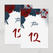 Tafelnummer legante marine & red bloemen (Voorkant / Achterkant)