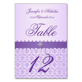 Tafelnummer Lila Damask & Paarse lint