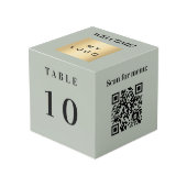 Tafelnummer logo QR-codemenu olijfgroen Kubus (Voorkant hoekig)