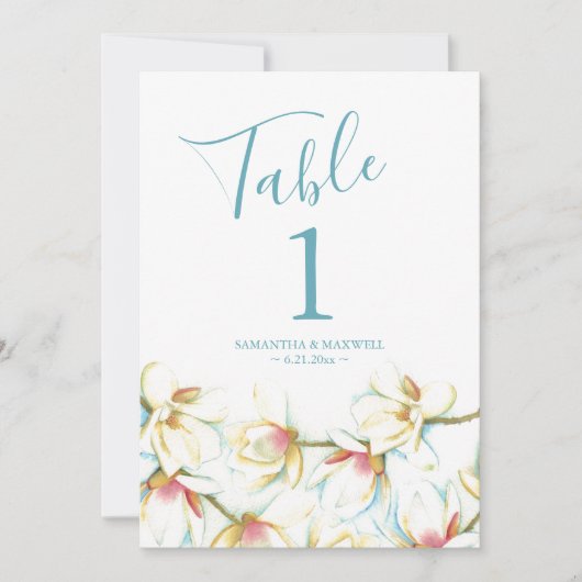 Tafelnummer Magnolia Flower Wedding Number (Voorkant)