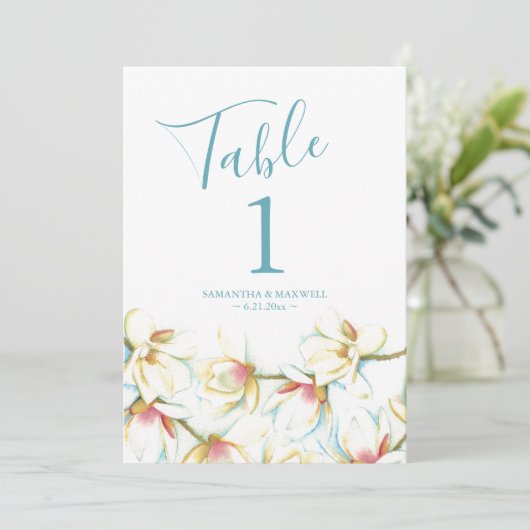 Tafelnummer Magnolia Flower Wedding Number (Staand voorkant)