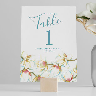 Tafelnummer Magnolia Flower Wedding Number