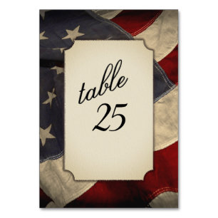 Tafelnummer met Amerikaanse vlag in distressed loo