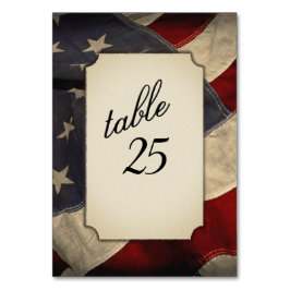 Tafelnummer met Amerikaanse vlag in distressed loo