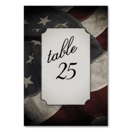 Tafelnummer met Amerikaanse vlag in distressed loo