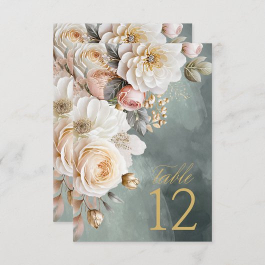 Tafelnummer met bloemendrama groen ID1022 (Voorkant / Achterkant)