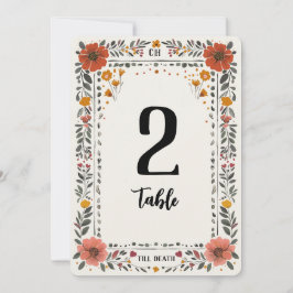 Tafelnummer met bloemenletterdruk