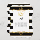 Tafelnummer met gastnamen goud gestreept schuinsch (Voorkant / Achterkant)