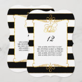 Tafelnummer met gastnamen in goud gestreept schuin (Voorkant / Achterkant)