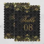 Tafelnummer met goud & zwarte damast (Voorkant / Achterkant)