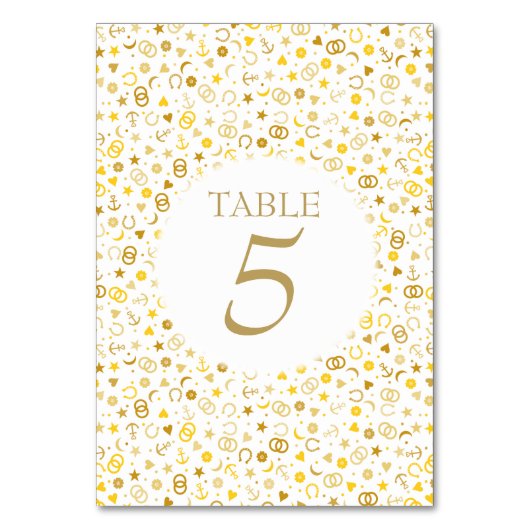Tafelnummer met gouden confetti voor de bruiloft (Voorkant)