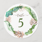 Tafelnummer met groene bananenbladeren (Achterkant)