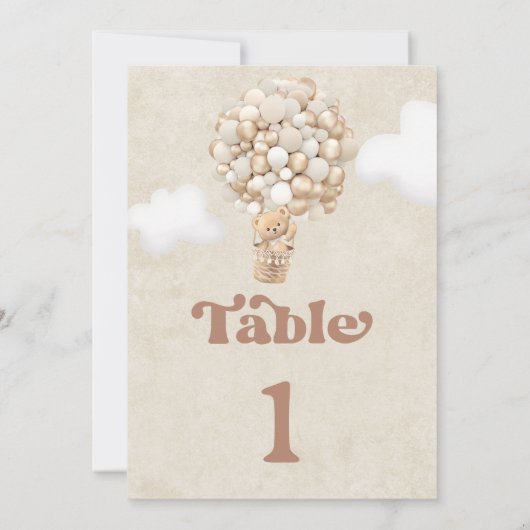 Tafelnummer met teddybeerballonnen (Achterkant)